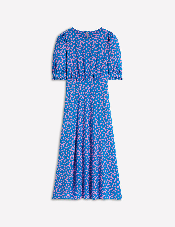 Blanca Midi Tea Dress Kingfisher Blue, Heart Cascade