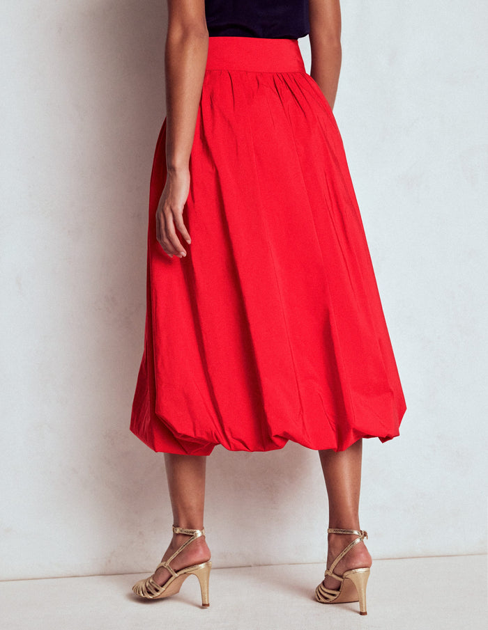 Bubble Hem Midi Skirt Poppy Red
