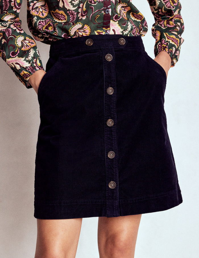 Cecelia Cord Skirt Navy