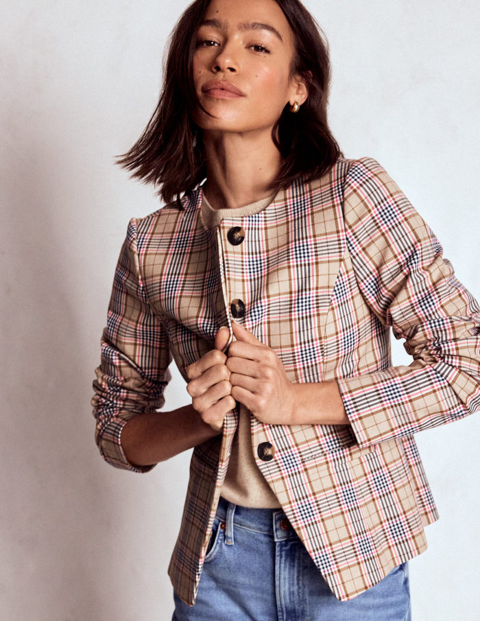 Hampstead Check Blazer Brown, Pink & Navy Check