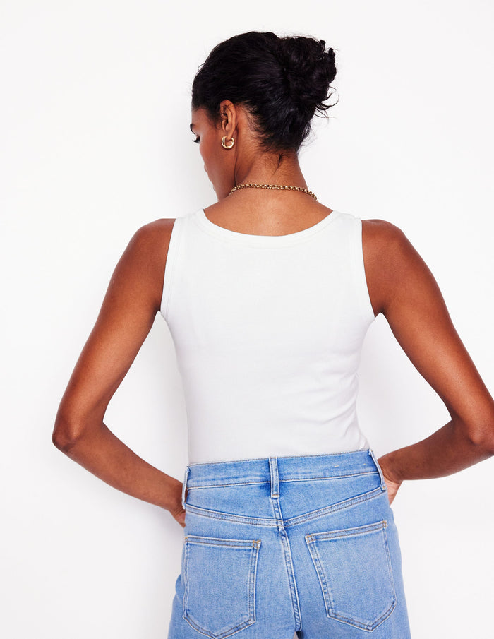 Essential Scoop-Neck Tank White