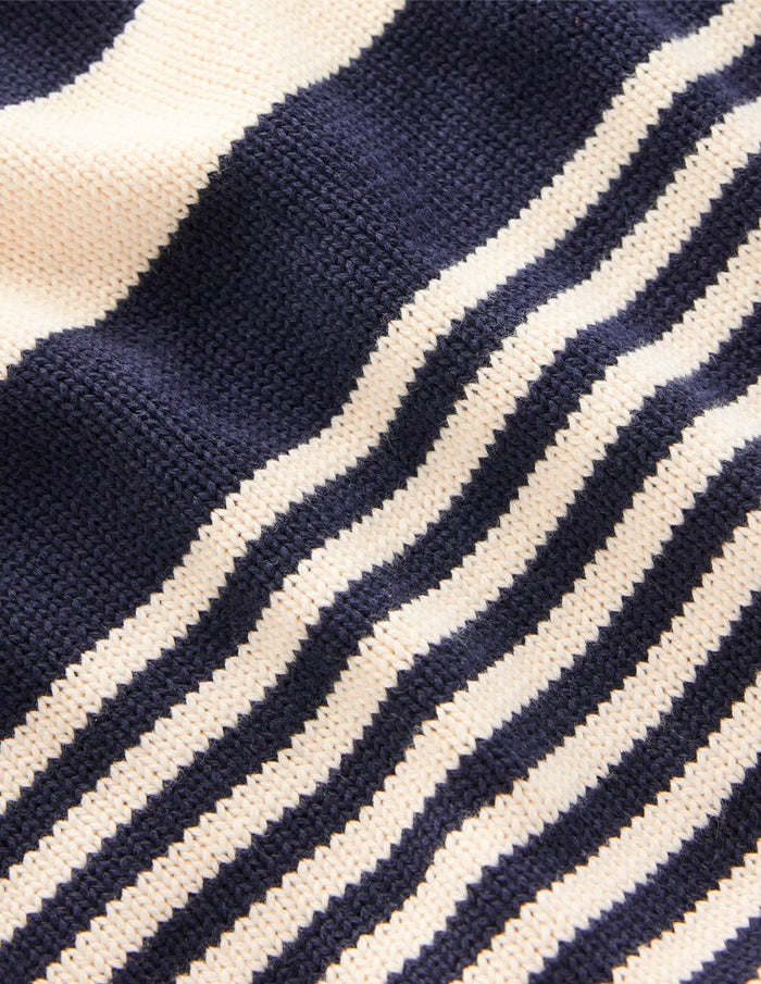 Jemma Chunky Cotton Sweater Warm Ivory/ Navy