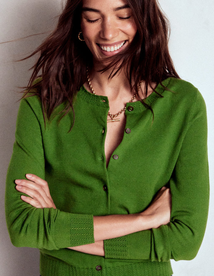 Emilia Cotton Crew Cardigan Promenade Green