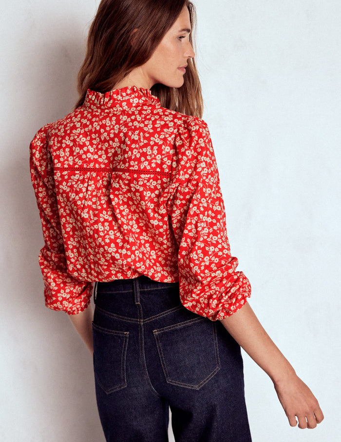 Helena Cotton Top Cranberry Red, Delicate Vine