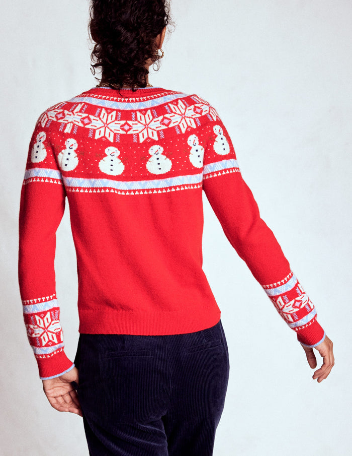 Edie Fair Isle Sweater Red, Snowman