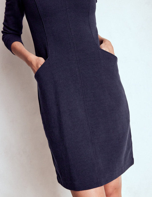 Ellen V-neck Ottoman Dress Navy