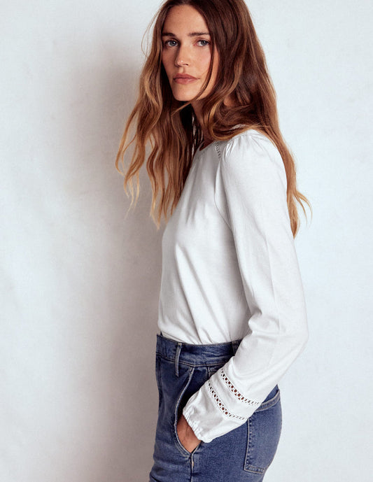 Flo Trim Detail Top White