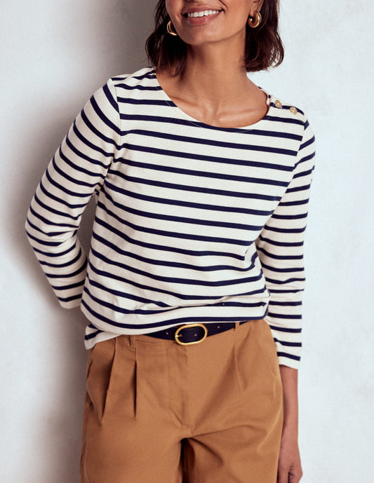 Button Mariner Breton Ivory and Navy Stripe