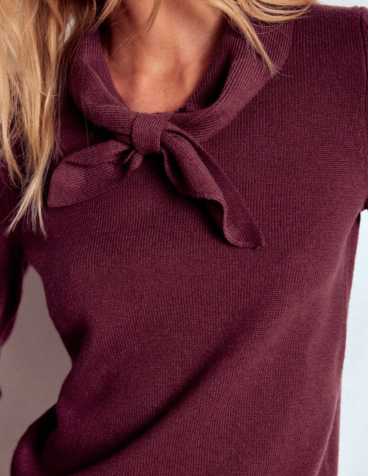 Knitted Bow Sweater Deep Wisteria