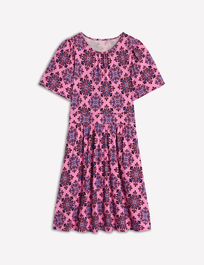 Louisa Short Jersey Dress Pink Lemonade, Bloom Mosaic