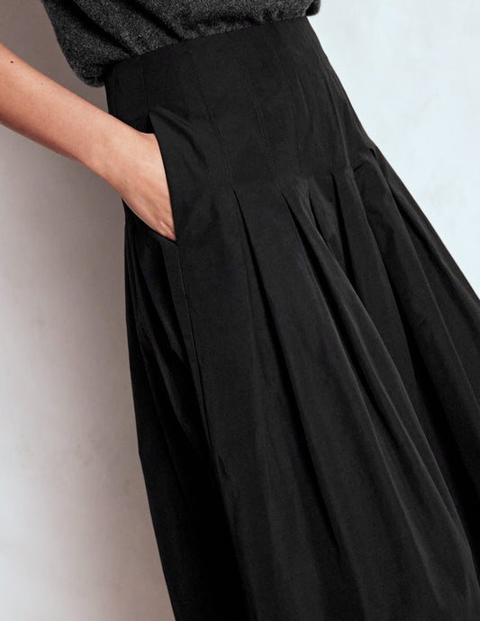 Valentina Taffeta Midi Skirt Black