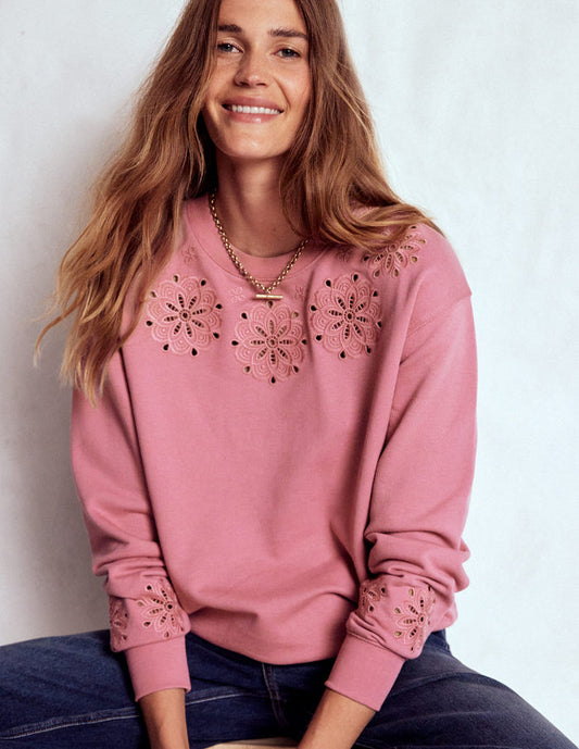 Emi Cutwork Sweatshirt Pink Heather