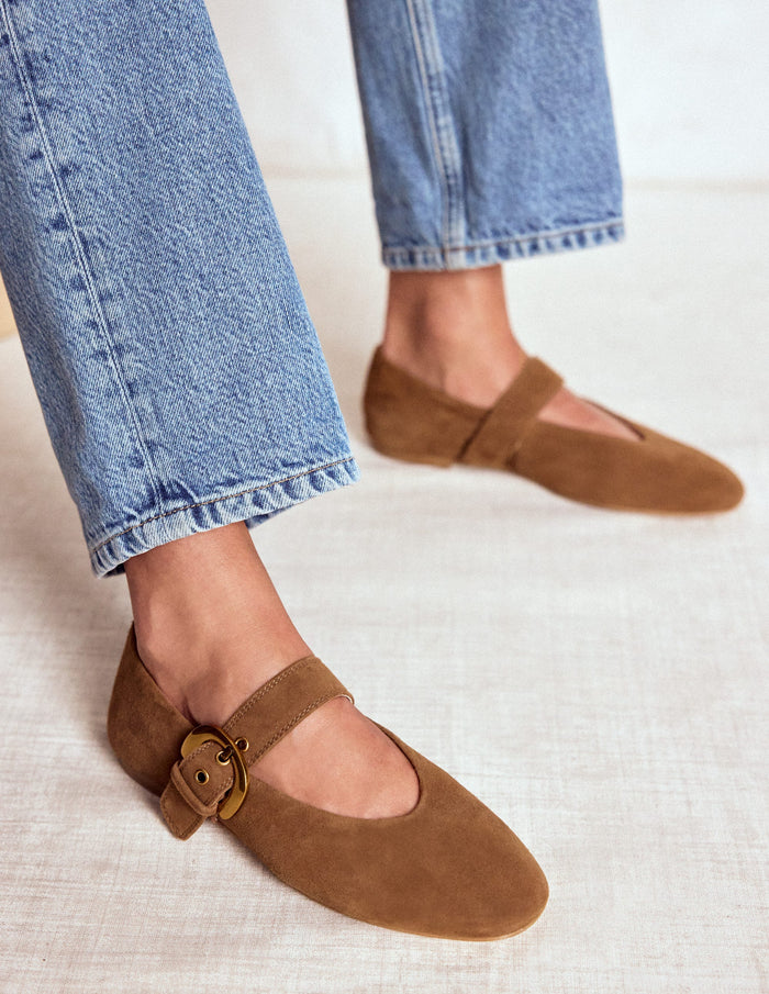 Kylie Flat Buckle Mary Jane Raw Umber