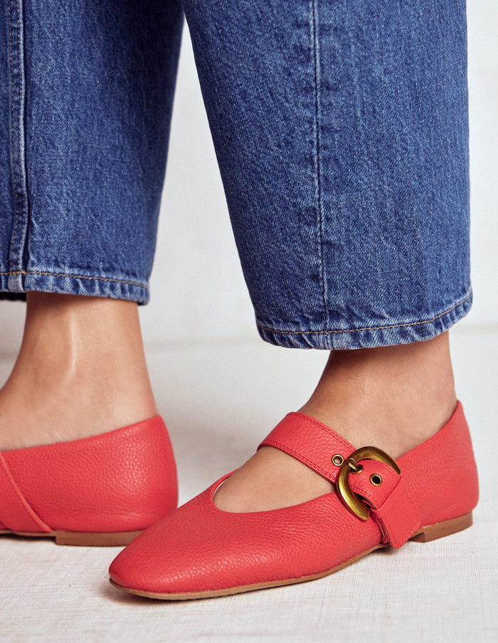 Kylie Flat Buckle Mary Jane Post Box Red