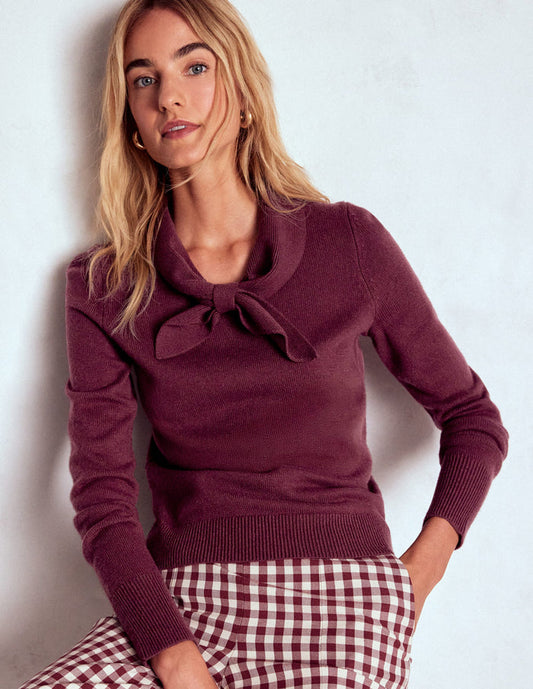 Knitted Bow Sweater Deep Wisteria