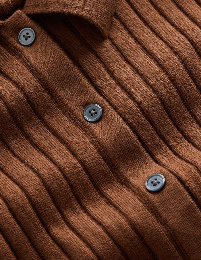 Rachel Knitted Shirt Dress Raw Umber