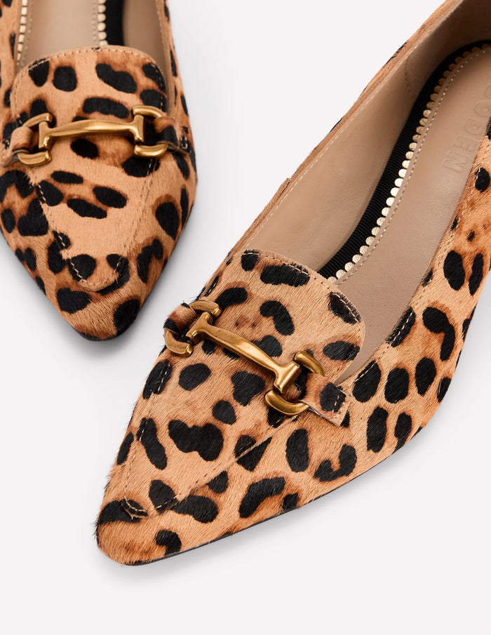 Iris Heel Snaffle Point Loafer Leopard
