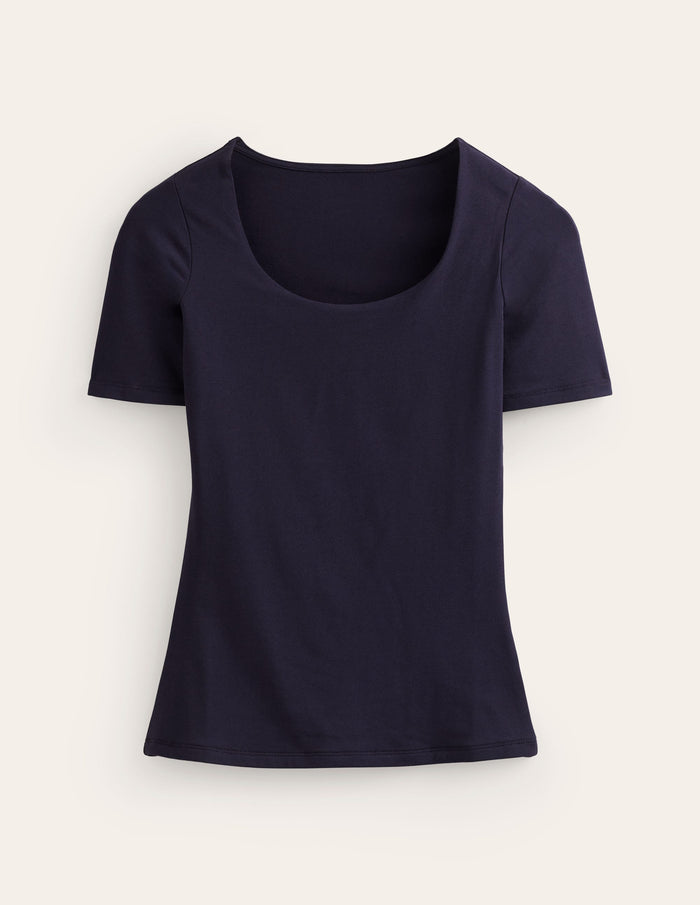 Double Layer Scoop T-shirt Navy