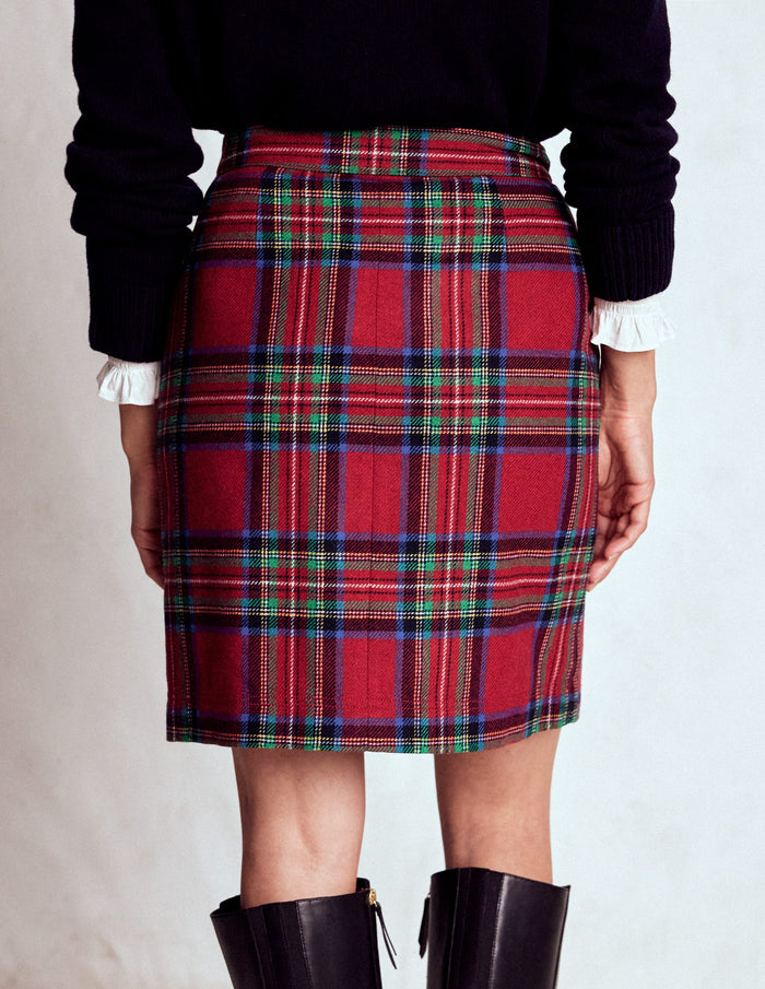 Cecelia Wool Skirt Red, Blue and Green Check