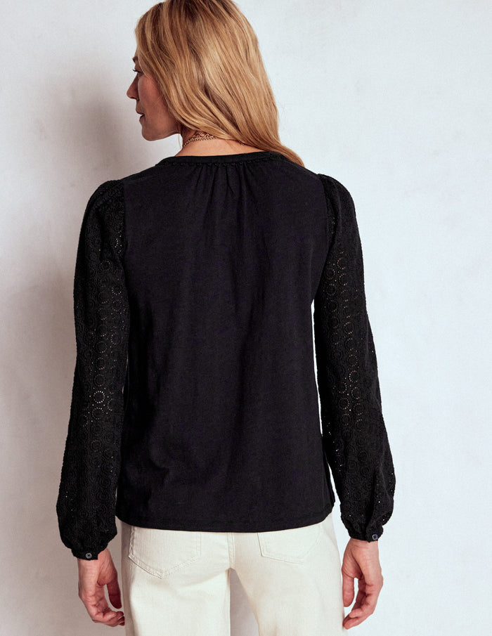 Eden Broderie Jersey Shirt Black