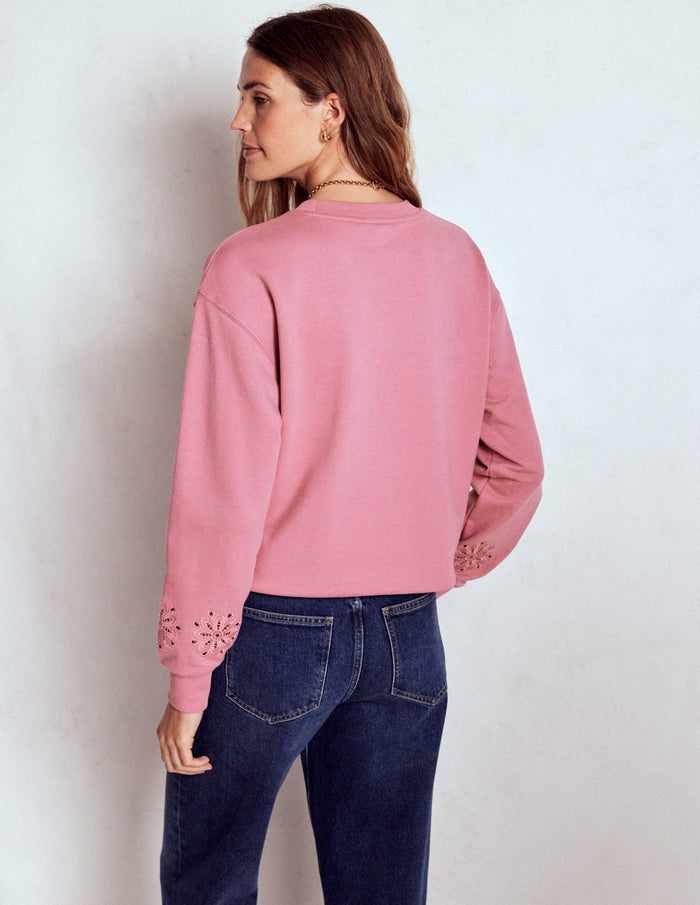 Emi Cutwork Sweatshirt Pink Heather