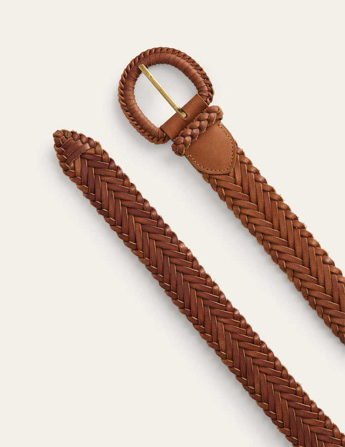 Woven Leather Belt Tan