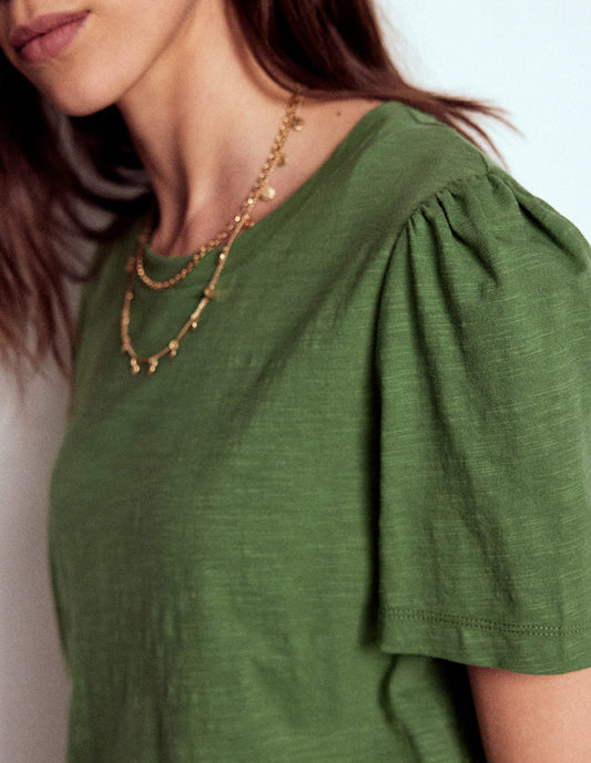 Cotton Puff Sleeve T-Shirt Safari Green
