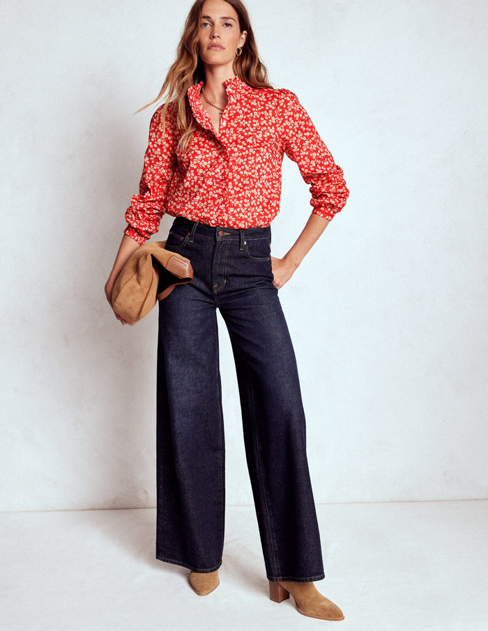 Helena Cotton Top Cranberry Red, Delicate Vine