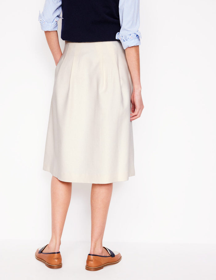 Pleat Detail Midi Skirt Ivory