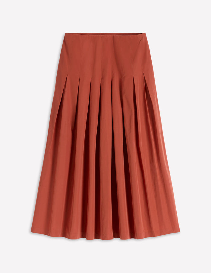 Valentina Taffeta Midi Skirt Roasted Chestnut Brown