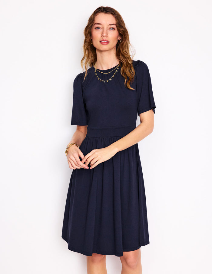 Louisa Short Jersey Dress Navy