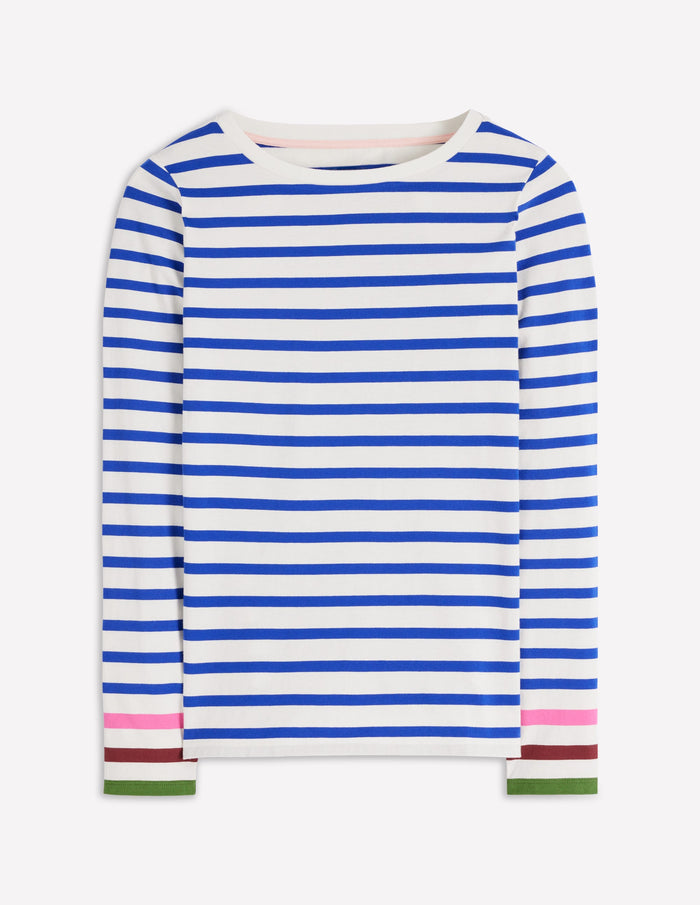 Olivia Long Sleeve Breton Kingfisher Blue, Multi Cuff