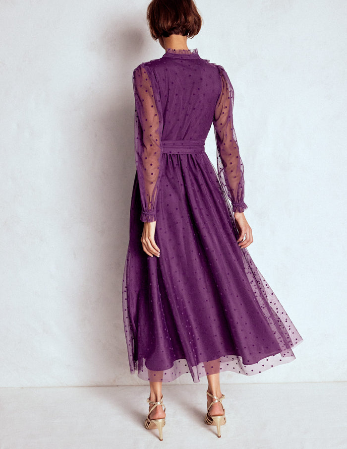 Tulle Ruffle Maxi Dress Viola Purple