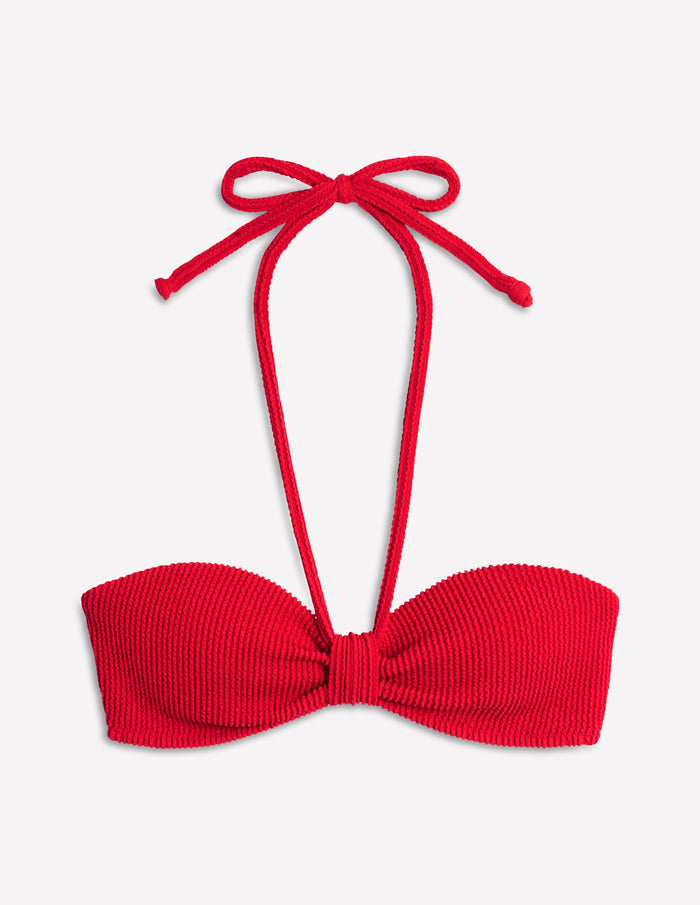 Crinkle Texture Bikini Top Tulip Red