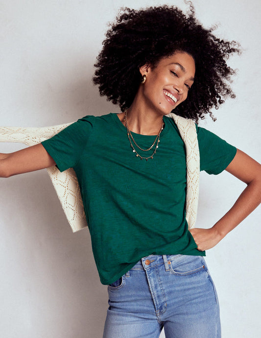 Cotton Puff Sleeve T-Shirt Drake Green