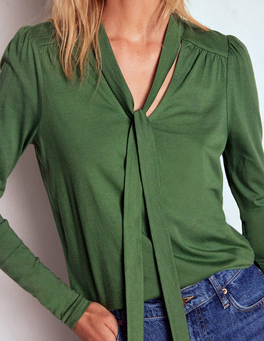 Tie Neck Supersoft Top Hunter Green