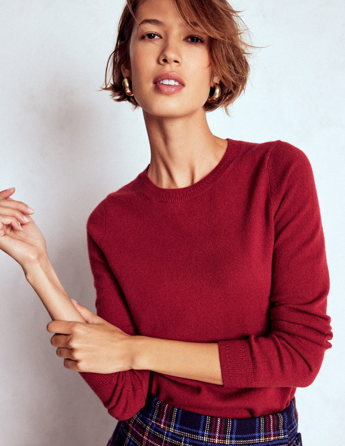 Eva Cashmere Crew Neck Sweater Red Liquorice