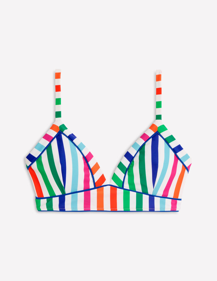 Kasos String V Neck Bikini Top Multi Stripe