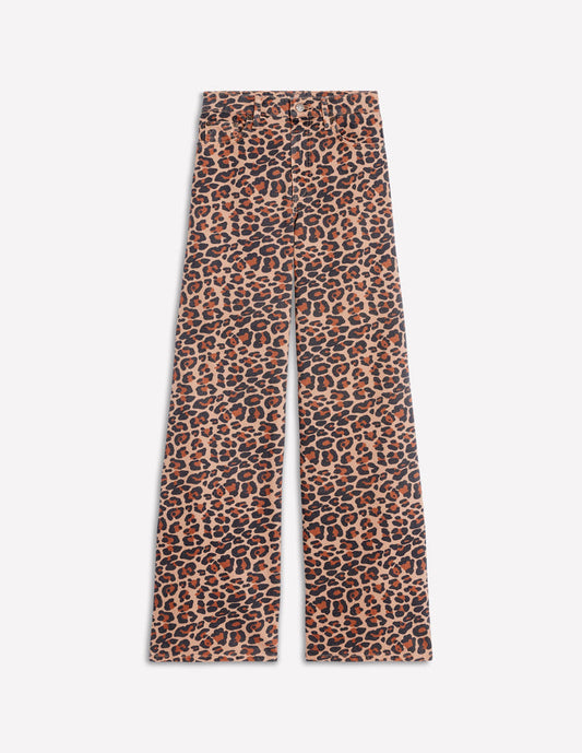 High Rise Wide Leg Jeans Leopard Print
