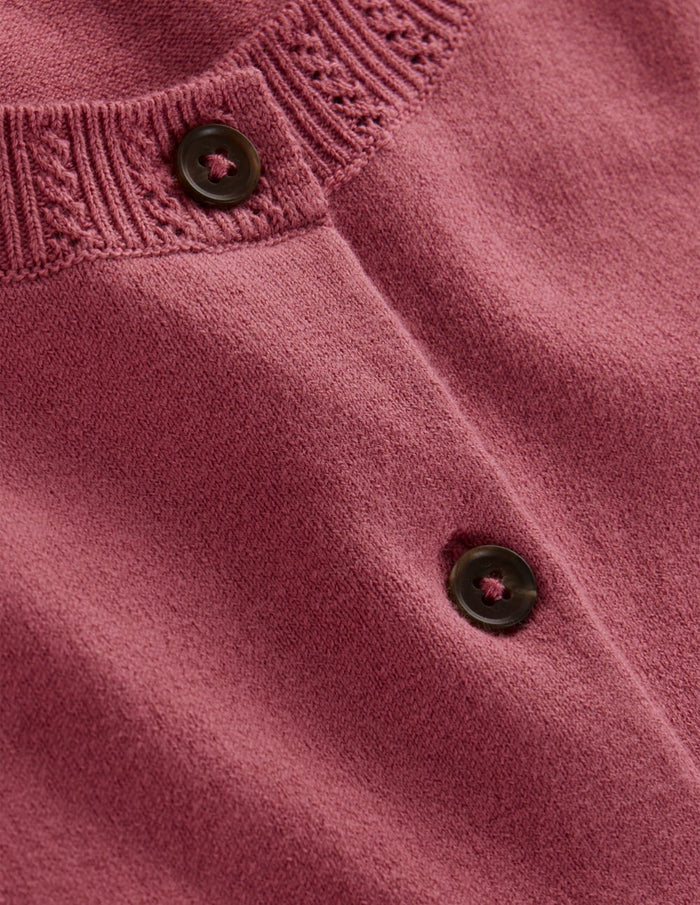 Emilia Cotton Crew Cardigan Pink Heather