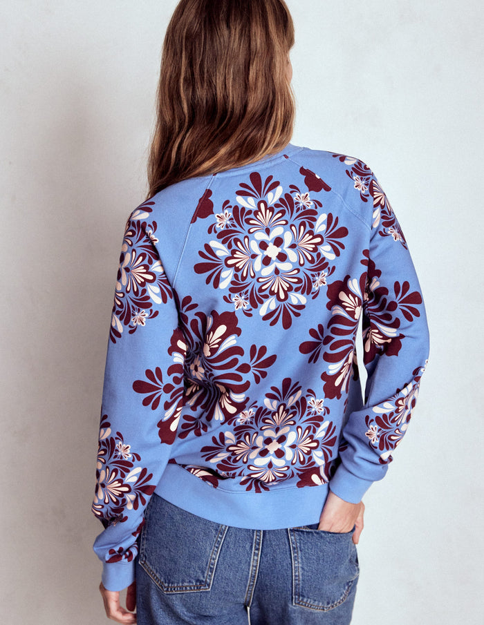 Rosa Printed Sweatshirt Soft Blue, Bloom Mosaic