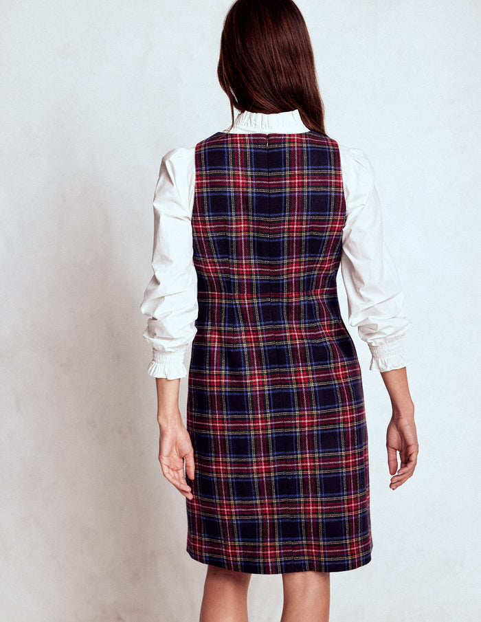 Annie Check Shift Dress Navy, Green and Red Check
