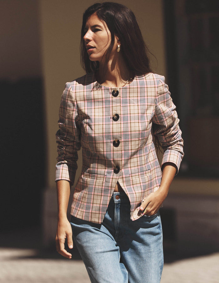 Hampstead Check Blazer Brown, Pink & Navy Check