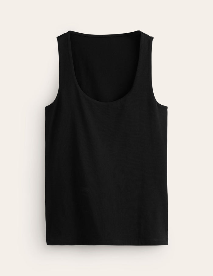 Double Layer Scoop Neck Vest Black