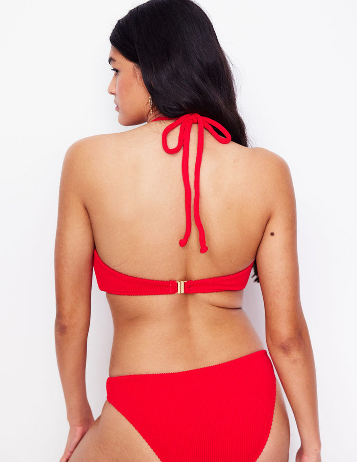Crinkle Texture Bikini Top Tulip Red
