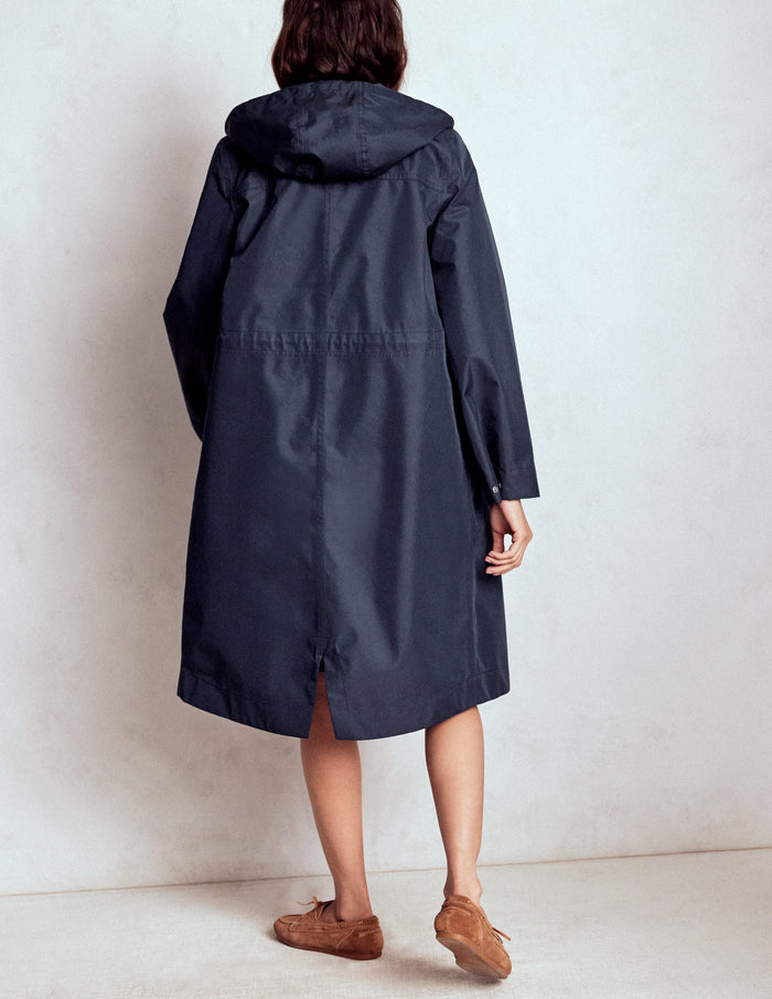 Longline Rain Mac Navy Colourblock