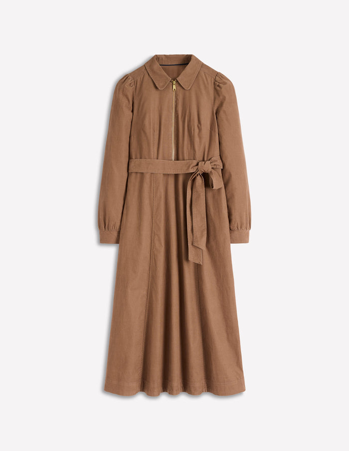 Adelaide Zip Cord Midi Dress Latte