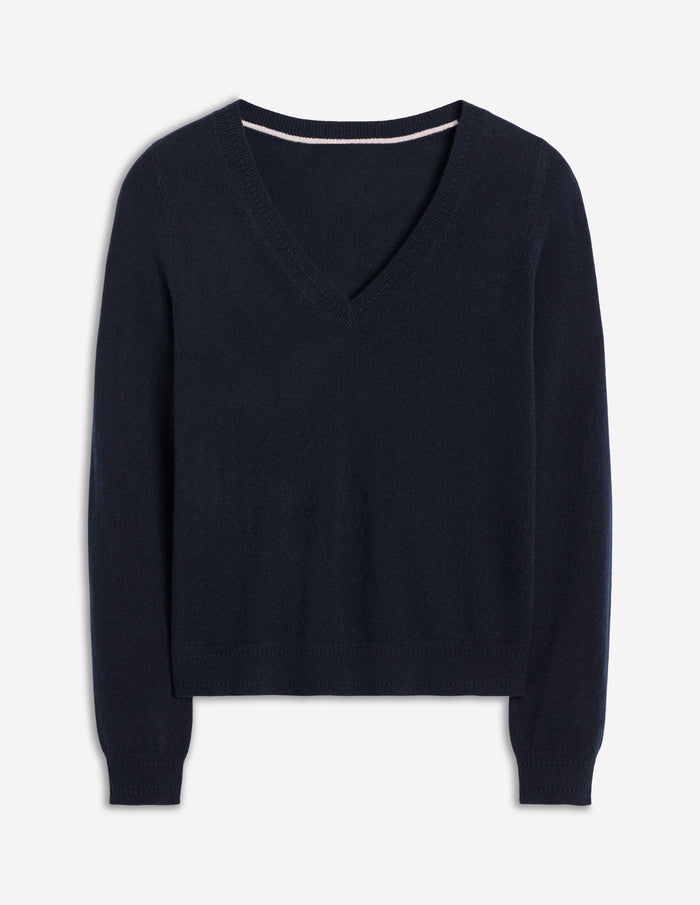 Eva Cashmere V-Neck Sweater Navy