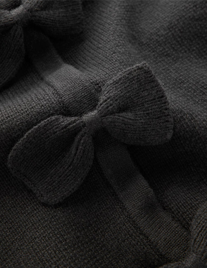 Knitted Bow Cardigan Black
