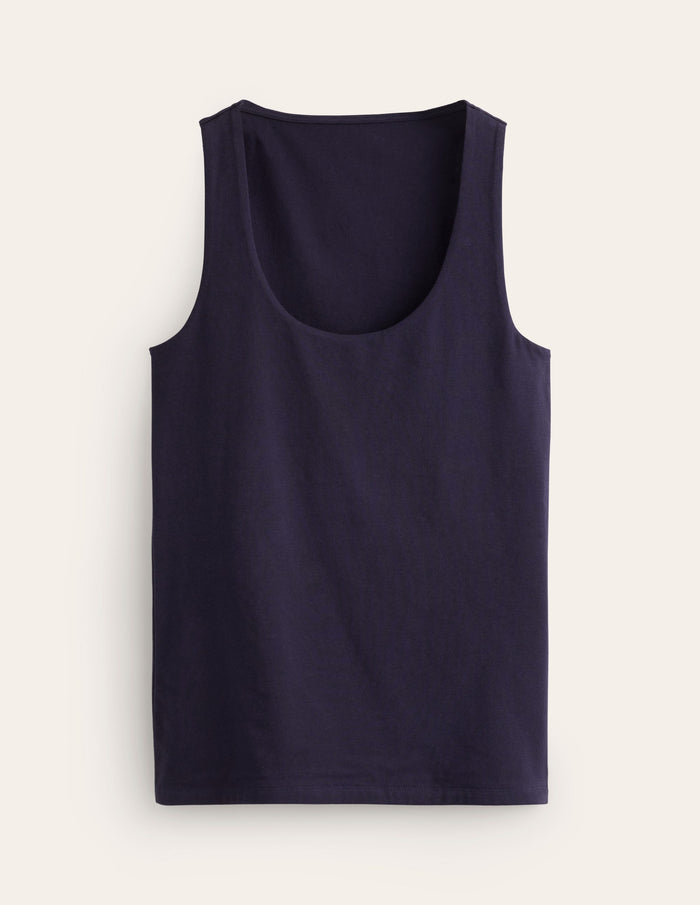 Double Layer Scoop Neck Vest Navy
